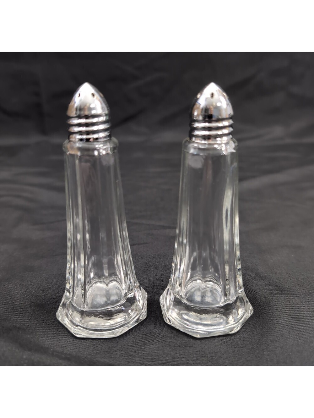 Vintage-Style Clear Glass Tower Salt and Pepper Shakers Set